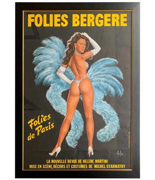 FABULOUS ORIGINAL 1960S LARGE FOLIES BERGERE POSTER BY ARTIST ALAIN GOURDON