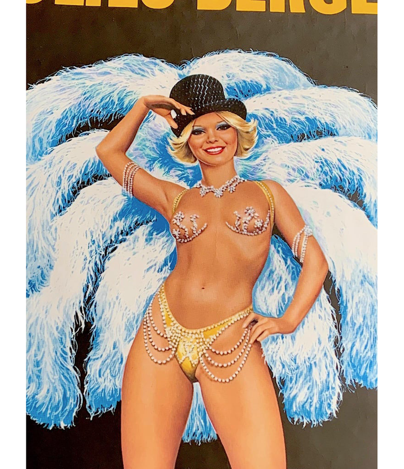 FABULOUS ORIGINAL 1960S LARGE FOLIES BERGERE POSTER BY ARTIST ALAIN GOURDON