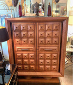 FABULOUS LARGE ART DECO OAK BAR CABINET BY CHARLES DUDOUYT WITH GLASS SHELVES