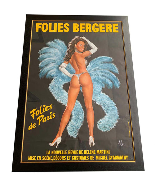 FABULOUS ORIGINAL 1960S LARGE FOLIES BERGERE POSTER BY ARTIST ALAIN GOURDON