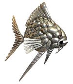 FANTASTIC LARGE 1950S SCULPTURE OF A FISH MADE FROM SILVER PLATED SPOONS