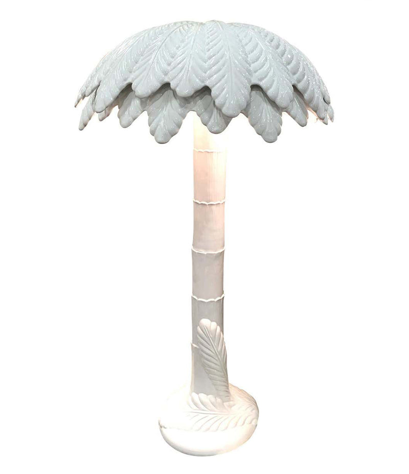 FANTASTIC LARGE 1970S ITALIAN WHITE CERAMIC PALM TREE FLOOR LAMP