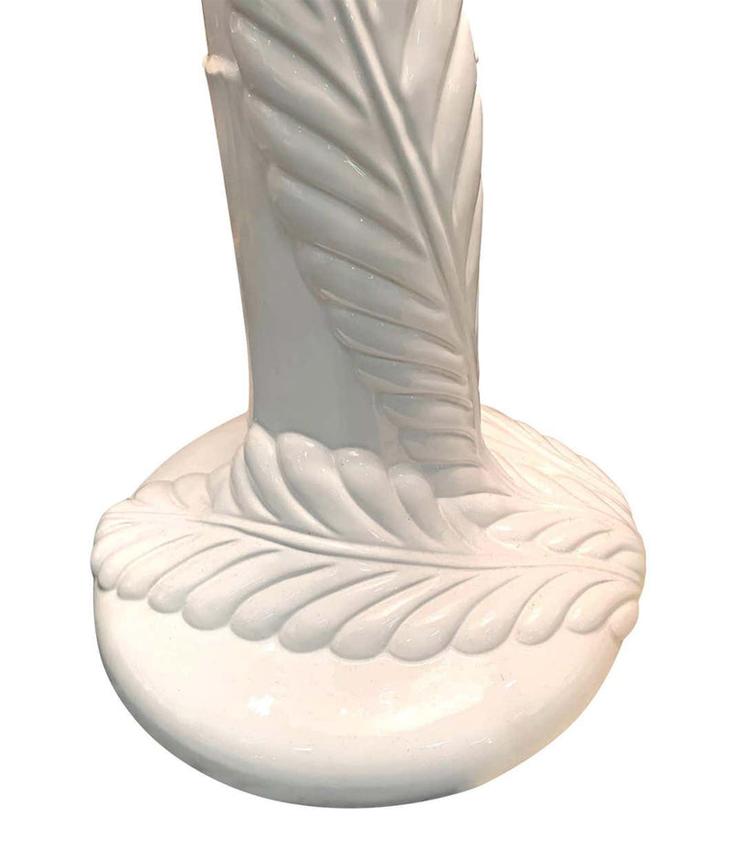 FANTASTIC LARGE 1970S ITALIAN WHITE CERAMIC PALM TREE FLOOR LAMP