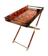 FAUX TORTOISESHELL SIDE TABLE WITH BRASS DETAILING