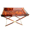 FAUX TORTOISESHELL SIDE TABLE WITH BRASS DETAILING