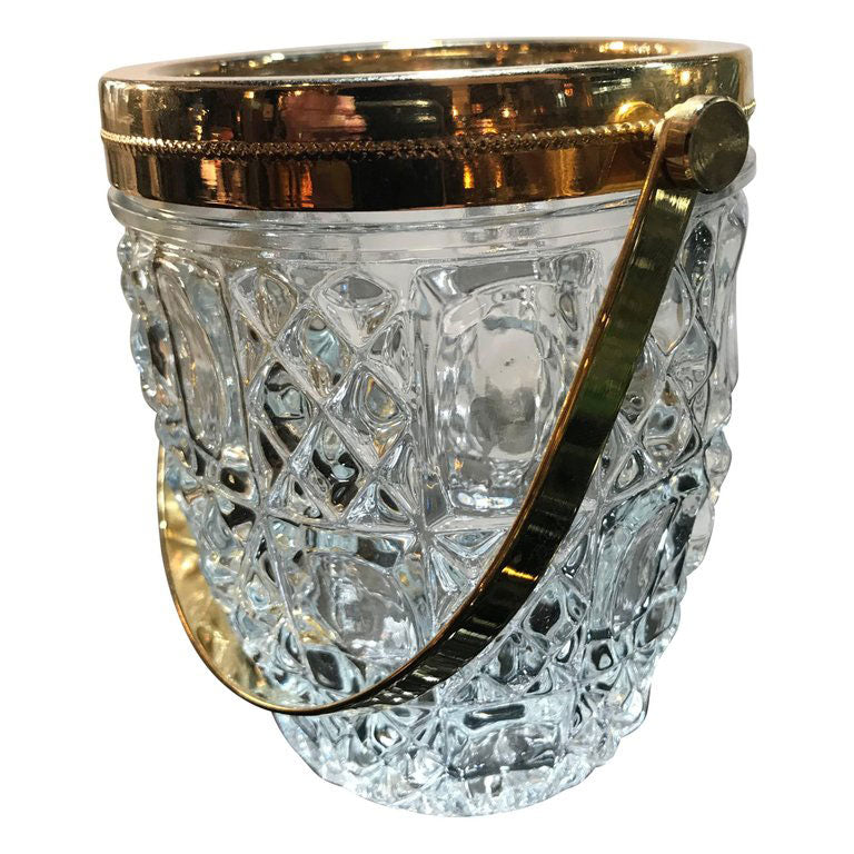 FRENCH FACETED GLASS ICE BUCKET