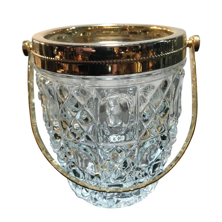 FRENCH FACETED GLASS ICE BUCKET