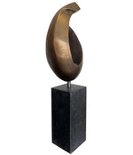 FRENCH MIDCENTURY ABSTRACT BRONZE SCULPTURE MOUNTED ON A BLACK MARBLE PLINTH