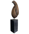 FRENCH MIDCENTURY ABSTRACT BRONZE SCULPTURE MOUNTED ON A BLACK MARBLE PLINTH