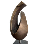 FRENCH MIDCENTURY ABSTRACT BRONZE SCULPTURE MOUNTED ON A BLACK MARBLE PLINTH