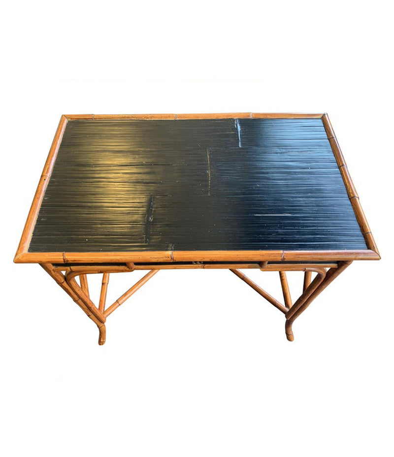 FRENCH RIVIERA STYLE BAMBOO AND RATTAN DESK WITH SINGLE DRAWER