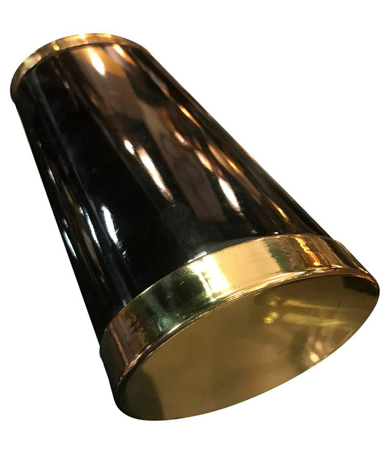 GABRIELLA CRESPI BLACK LACQUERED AND BRASS HINGED OVAL BOX