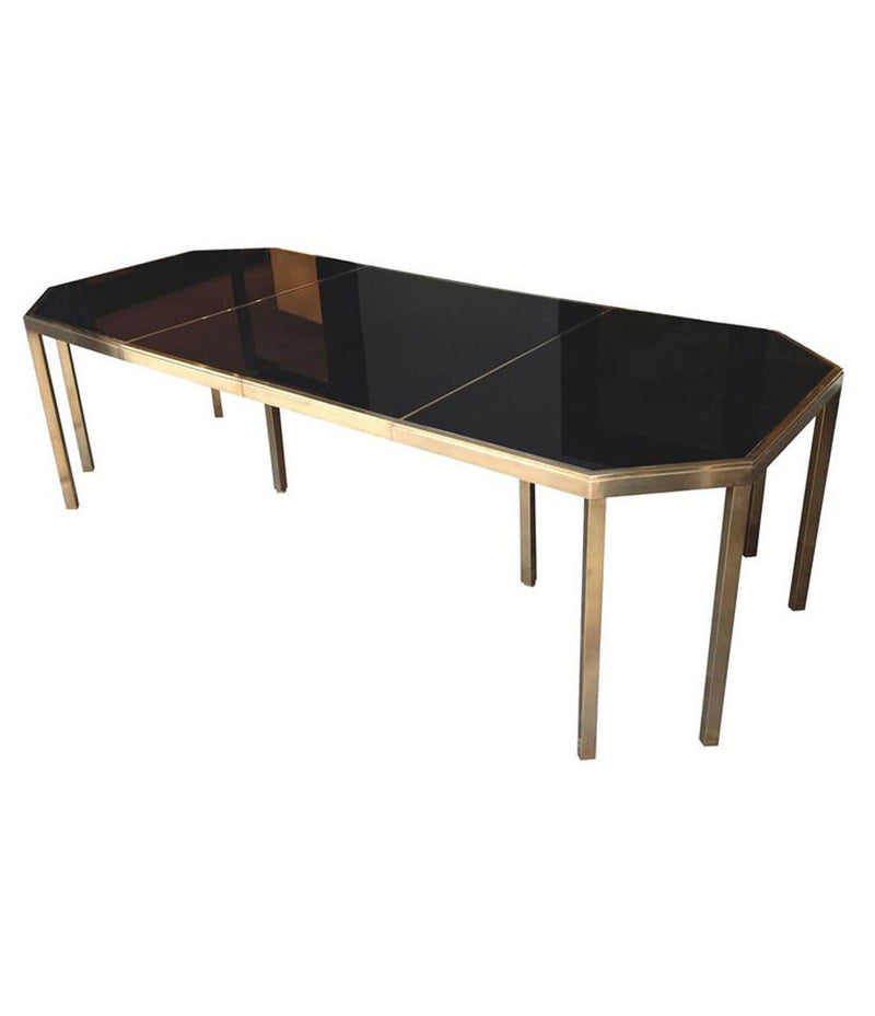 GUY LEFEVRE BRASS EXTENDABLE DINING TABLE FOR MAISON JANSEN