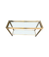 GUY LEFEVRE STYLE GILT METAL CONSOLE WITH TWO GLASS SHELVES