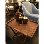 GABRIELLA CRESPI BAMBOO AND WICKER SIDE TABLE