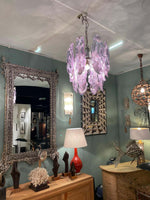 1970s Chandelier by Mazzagga in Purple and White Murano Glass - Mid Century Lighting - Ed Butcher