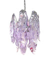 1970s Chandelier by Mazzagga in Purple and White Murano Glass - Mid Century Lighting - Ed Butcher