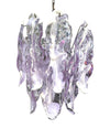 1970s Chandelier by Mazzagga in Purple and White Murano Glass - Mid Century Lighting - Ed Butcher