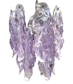 1970s Chandelier by Mazzagga in Purple and White Murano Glass - Mid Century Lighting - Ed Butcher