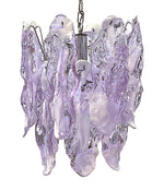 1970s Chandelier by Mazzagga in Purple and White Murano Glass - Mid Century Lighting - Ed Butcher