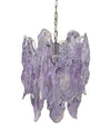 1970s Chandelier by Mazzagga in Purple and White Murano Glass - Mid Century Lighting - Ed Butcher