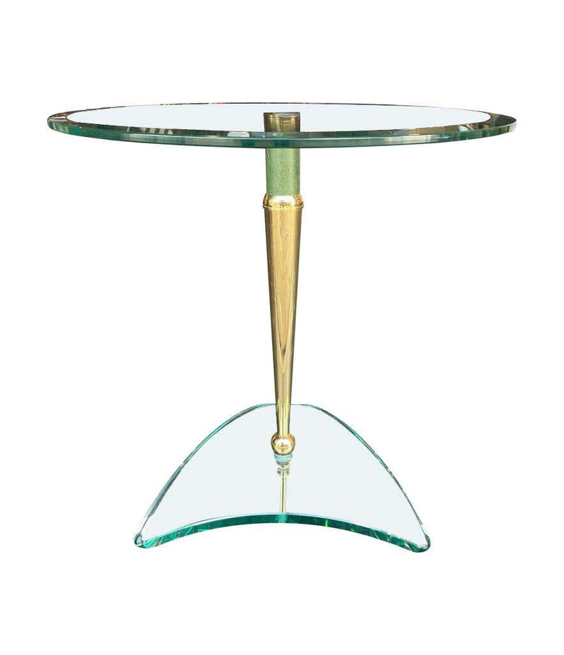 Pair of Glass and Brass Circular Side Tables in the Style of Fontana Arte - Mid Century Furniture - Ed Butcher