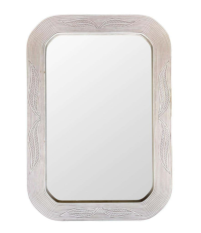 Italian 1970s Bamboo Whitewashed Rectangular Mirror by Vivai del Sud - Ed Butcher Antiques