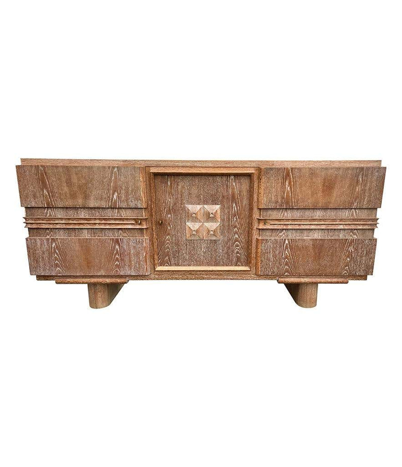 Fabulous Art Deco Limed Oak Three Doored Sideboard by Francisque Chaleyssin - Ed Butcher