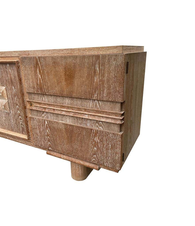 Fabulous Art Deco Limed Oak Three Doored Sideboard by Francisque Chaleyssin - Ed Butcher