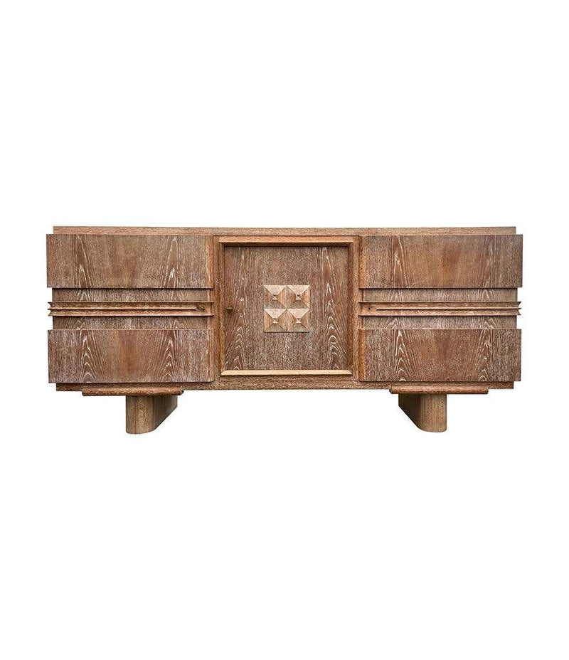 Fabulous Art Deco Limed Oak Three Doored Sideboard by Francisque Chaleyssin - Ed Butcher