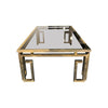 ITALIAN BRASS COFFEE TABLE WITH SMOKED GLASS TOP