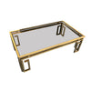 ITALIAN BRASS COFFEE TABLE WITH SMOKED GLASS TOP