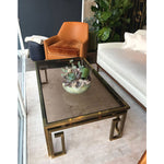 ITALIAN BRASS COFFEE TABLE WITH SMOKED GLASS TOP