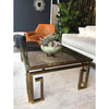 ITALIAN BRASS COFFEE TABLE WITH SMOKED GLASS TOP