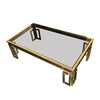 ITALIAN BRASS COFFEE TABLE WITH SMOKED GLASS TOP