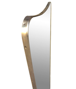 MEDIUM ITALIAN SHIELD MIRROR WITH BRASS SURROUND IN THE STYLE OF GIO PONTI