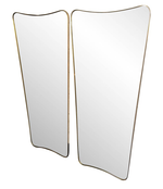 MEDIUM ITALIAN SHIELD MIRROR WITH BRASS SURROUND IN THE STYLE OF GIO PONTI