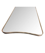 MEDIUM ITALIAN SHIELD MIRROR WITH BRASS SURROUND IN THE STYLE OF GIO PONTI