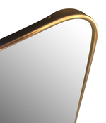 MEDIUM ITALIAN SHIELD MIRROR WITH BRASS SURROUND IN THE STYLE OF GIO PONTI