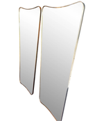 MEDIUM ITALIAN SHIELD MIRROR WITH BRASS SURROUND IN THE STYLE OF GIO PONTI