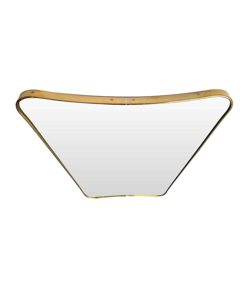 ITALIAN SHIELD MIRROR WITH BRASS SURROUND IN THE STYLE OF GIO PONTI