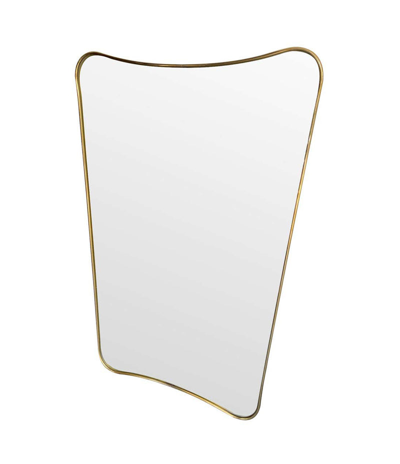 ITALIAN SHIELD MIRROR WITH BRASS SURROUND IN THE STYLE OF GIO PONTI