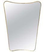 ITALIAN SHIELD MIRROR WITH BRASS SURROUND IN THE STYLE OF GIO PONTI