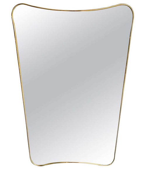 ITALIAN SHIELD MIRROR WITH BRASS SURROUND IN THE STYLE OF GIO PONTI