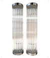 ITALIAN VENINI STYLE MURANO GLASS ROD, WALL SCONCES WITH CHROME FITTINGS