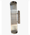 ITALIAN VENINI STYLE MURANO GLASS ROD, WALL SCONCES WITH CHROME FITTINGS