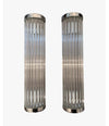 ITALIAN VENINI STYLE MURANO GLASS ROD, WALL SCONCES WITH CHROME FITTINGS