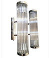 ITALIAN VENINI STYLE MURANO GLASS ROD, WALL SCONCES WITH CHROME FITTINGS