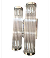 ITALIAN VENINI STYLE MURANO GLASS ROD, WALL SCONCES WITH CHROME FITTINGS