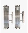 ITALIAN VENINI STYLE MURANO GLASS ROD, WALL SCONCES WITH CHROME FITTINGS